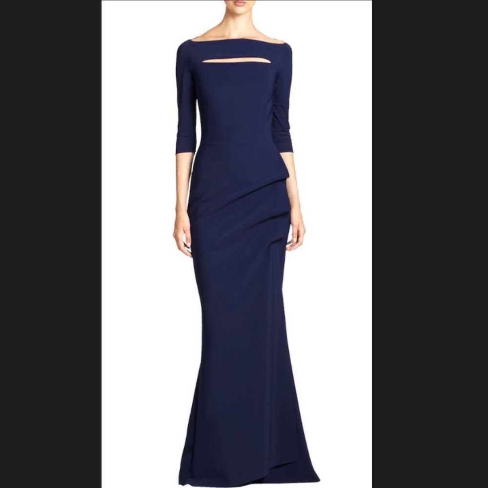 Chiara Boni La Petite Robe Kate Slit Boatneck Gown